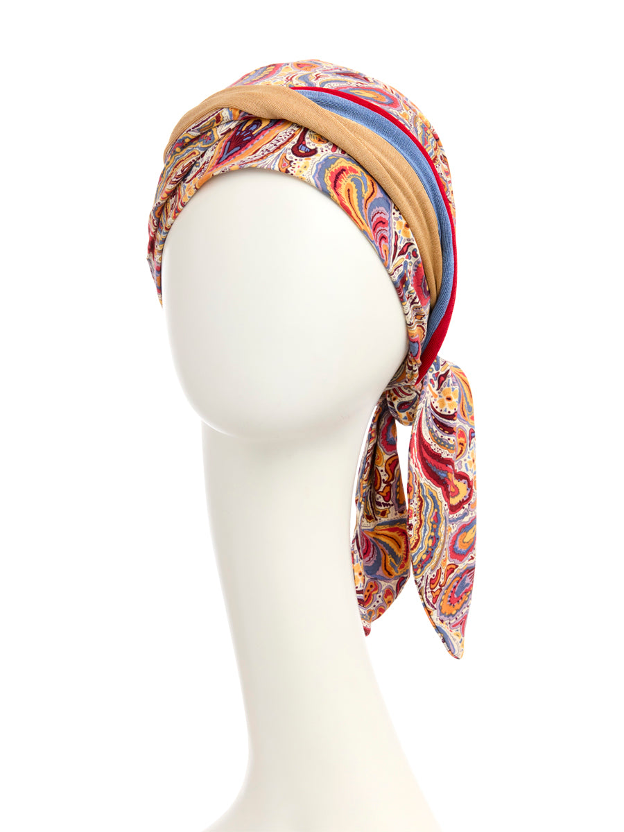 HOCBEATRICE TURBAN W.RIBBONS - Moroccan Paisley