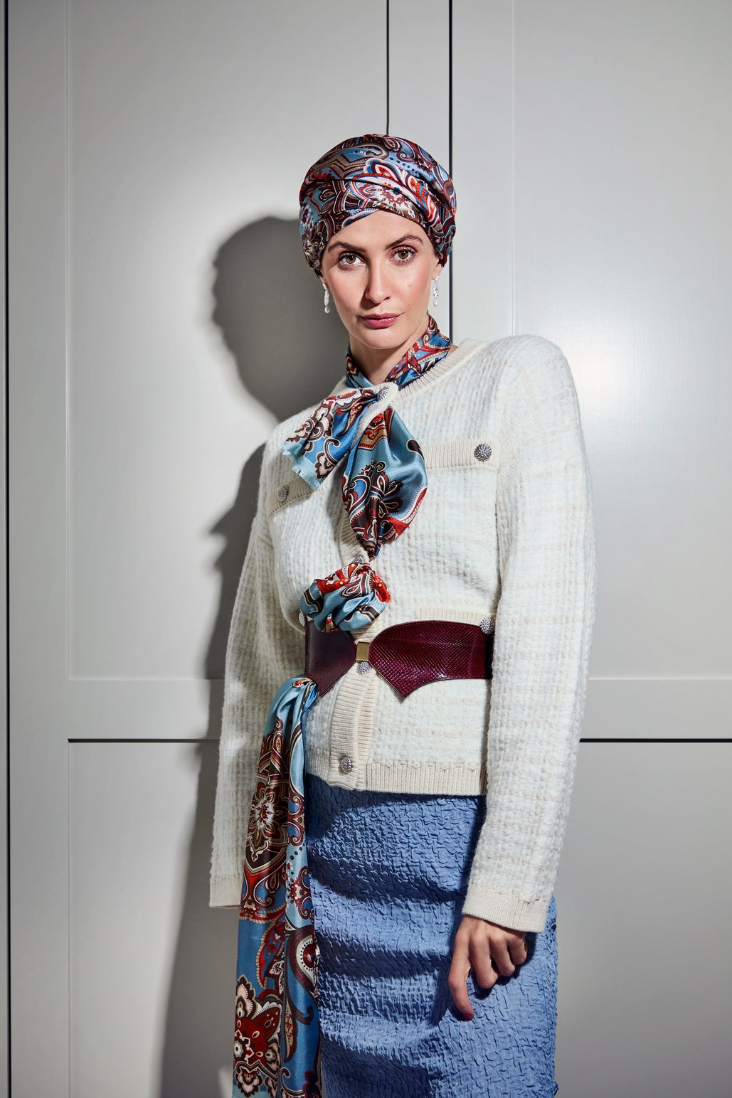 SILK SCARF - Royal Paisley Blue