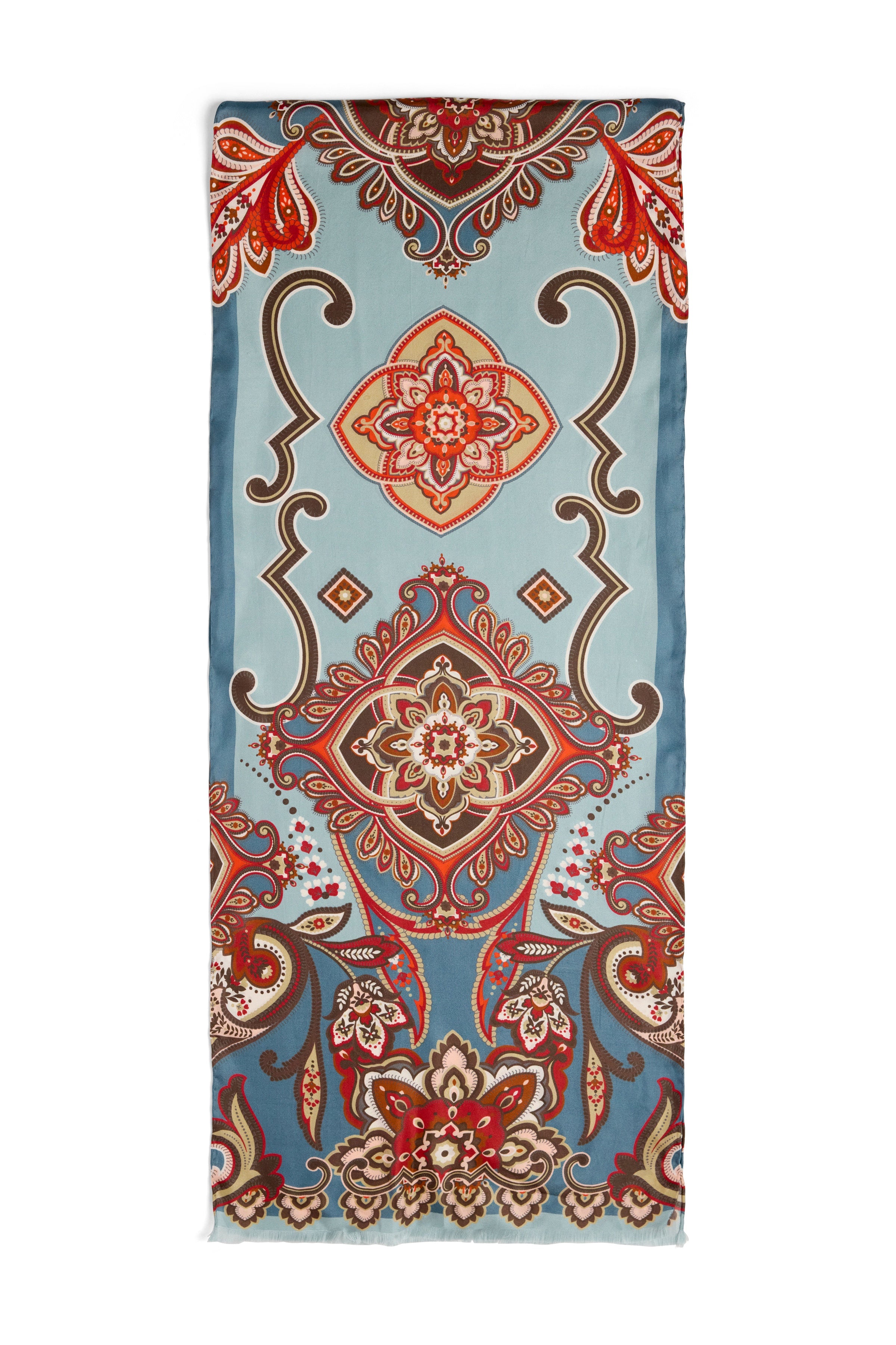 SILK SCARF - Royal Paisley Blue