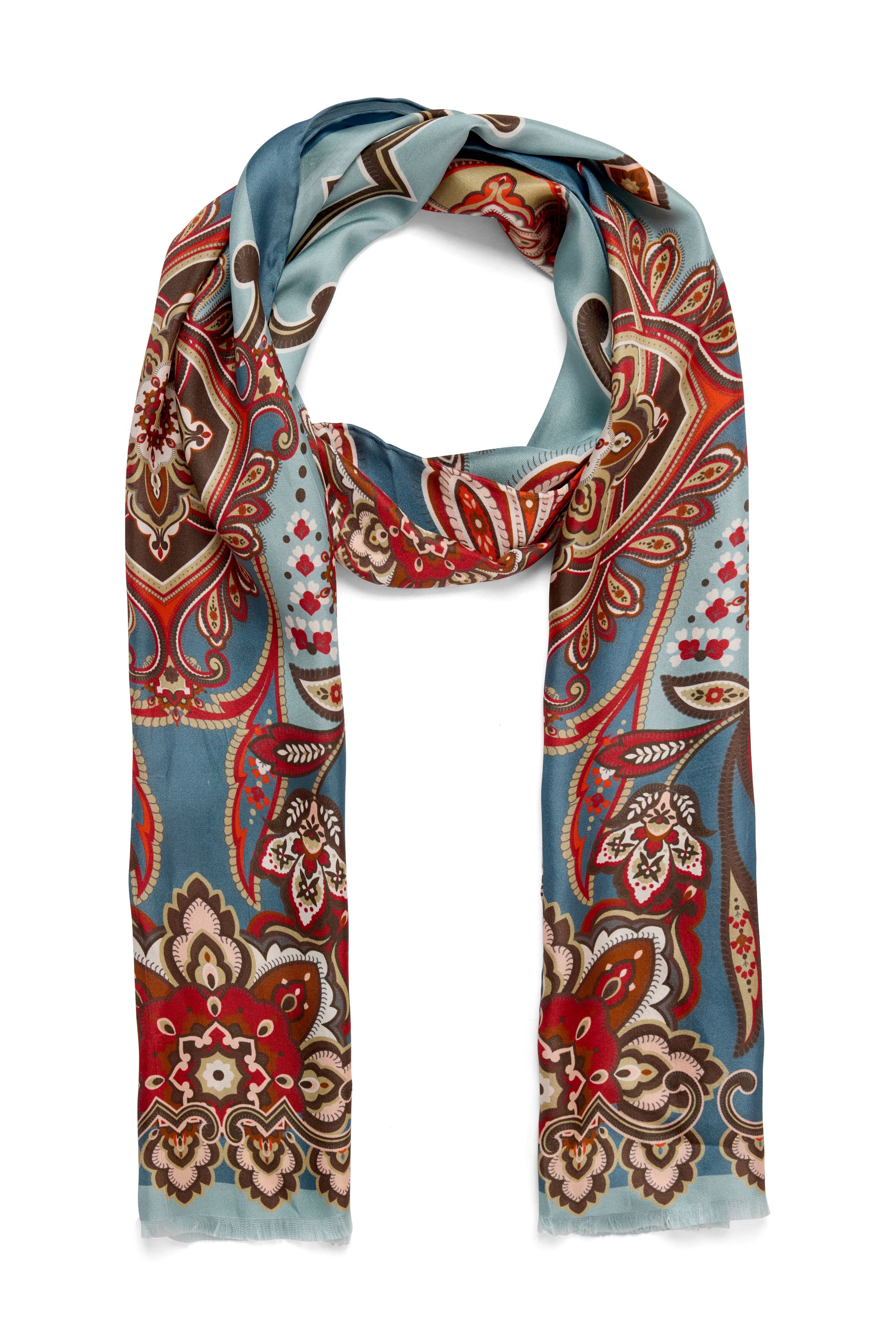 SILK SCARF - Royal Paisley Blue