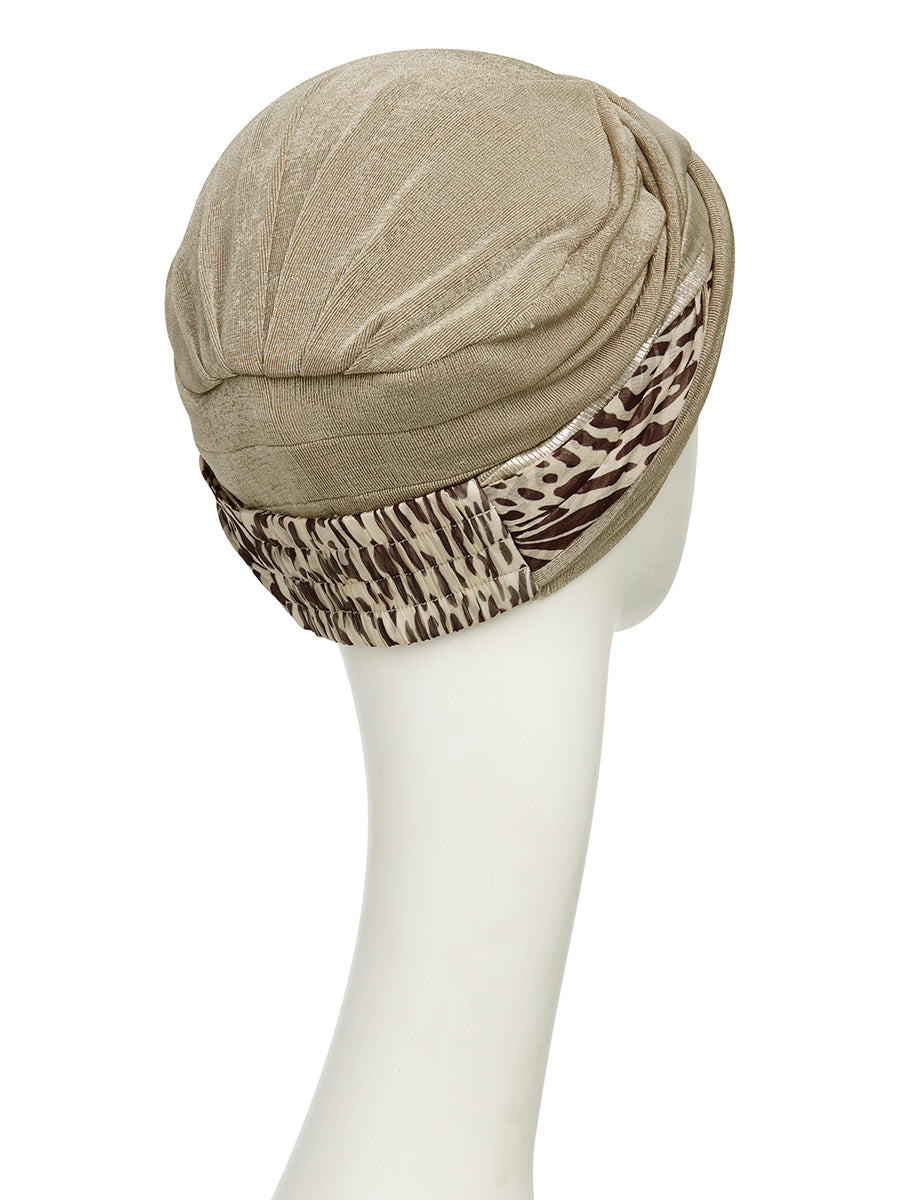 HocPERL BOHO TURBAN - Taupe Tiger