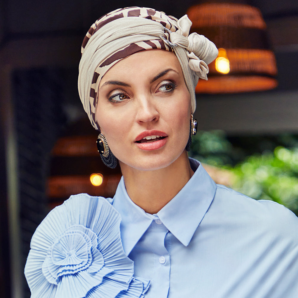 HocSIENNA BOHO TURBAN - Soft Beige Giraffe