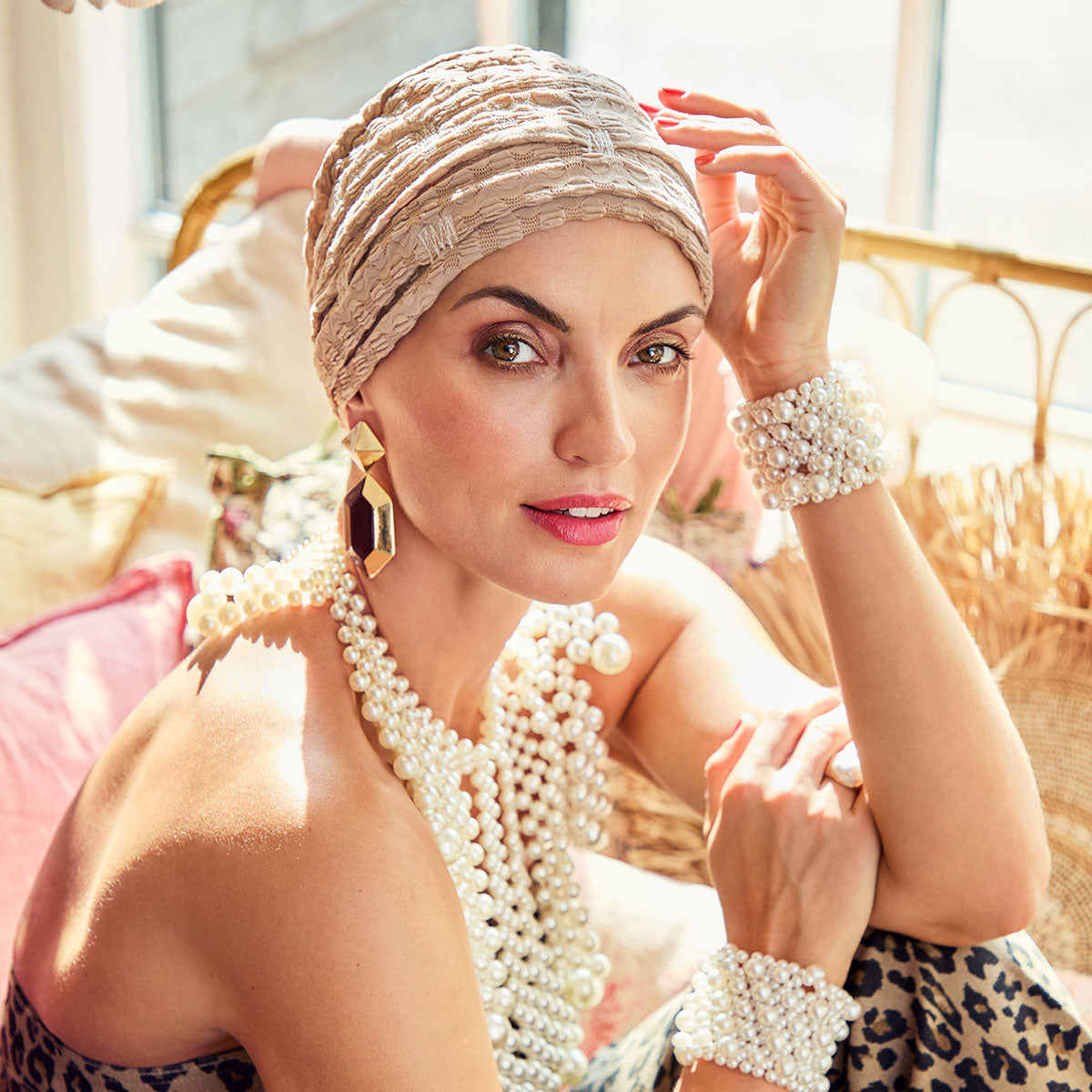 HocRUBY SKYE BOHO TURBAN - Abstract Beige