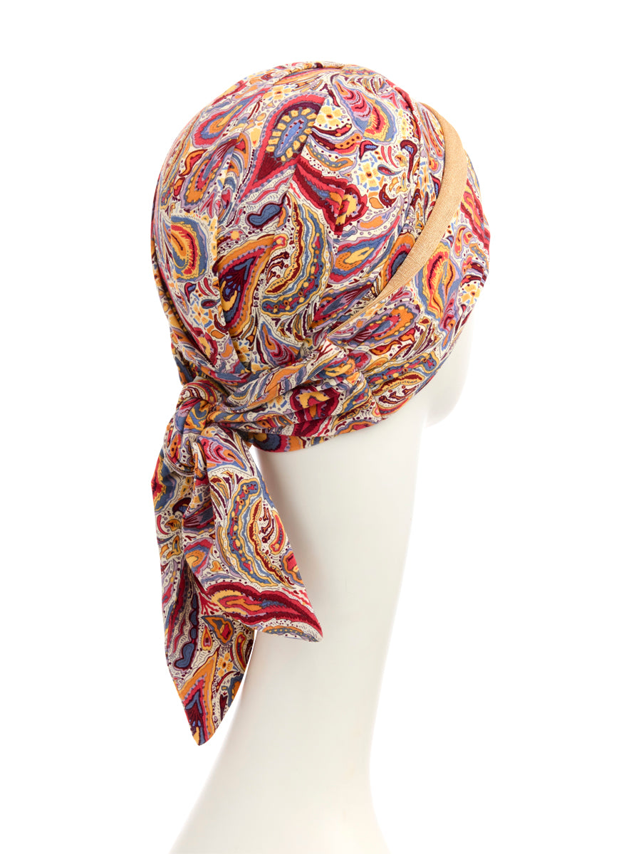 HOCBEATRICE TURBAN W.RIBBONS - Moroccan Paisley