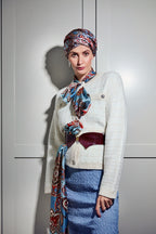 SILK SCARF - Royal Paisley Blue